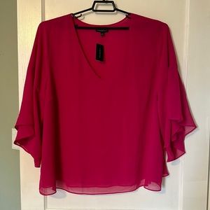 NWT Lane Bryant, Dressy Blouse, Layered 3/4 sleeves, Hot Pink!